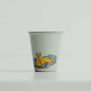 主人杯 昌朴居金兔报喜茶杯闻香茶杯陶瓷品茗杯单个聚香杯家用中式