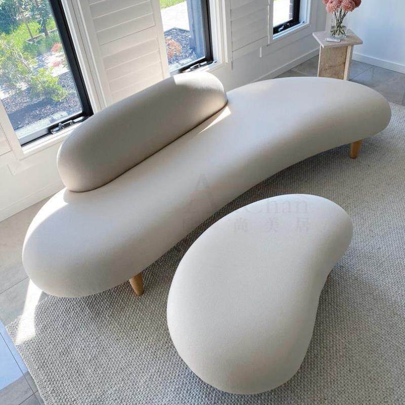 北欧极简约小户个性sf 弧形鹅卵石沙发异型网红服装店工作室接待