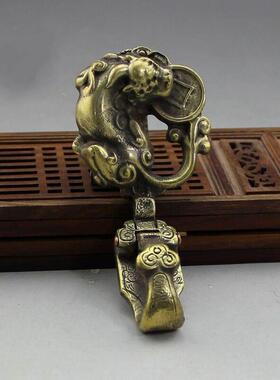 仿古古玩黄铜纯铜貔貅皮带扣钥匙扣挂饰男款招财瑞兽腰挂