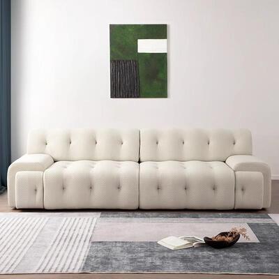 新款意式极简罗奇堡电动多功能沙发网红小户型直排三人伸缩沙发床