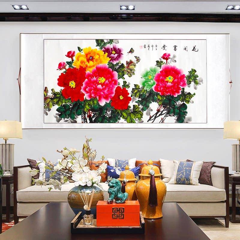手绘富贵牡丹图国画 画手工真迹字画 画花开 富贵客厅横幅装饰画
