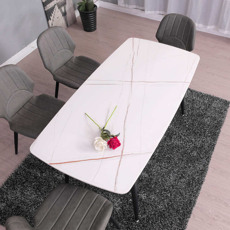 德利丰岩板餐桌意式极简小户型 简约现代饭桌6人餐桌椅组合网红桌