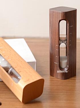 胡桃木沙漏计时器办公室桌面实木复古风玻璃摆件创意个性装饰摆件