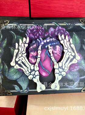 跨境 Skull and Nature Hidden Key Box紫色骷髅盒钥匙箱家居木盒