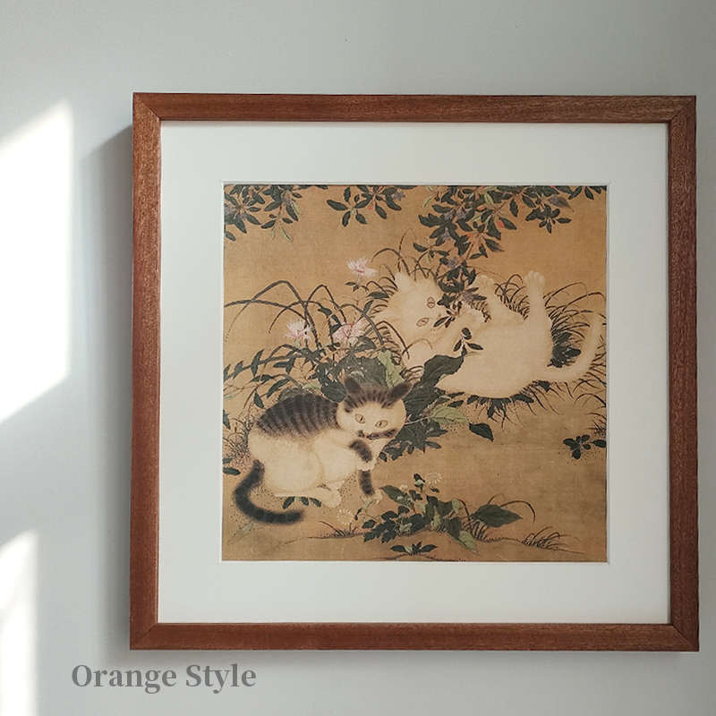 桔子格调 朱瞻基唐苑嬉春图 中国画动物猫中式装饰画客厅书房挂画