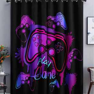 窗帘游戏手柄系列3d数码 印花高密度遮光来图制作外贸