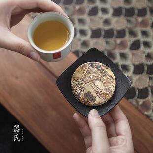 器氏 陶瓷吸水茶杯垫家用创意防烫茶杯托隔热垫覆古功夫茶具配件