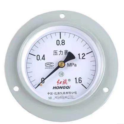 红旗耐震压力表YTN-100水压真空表抗震无边压力表轴向压力表60MPA