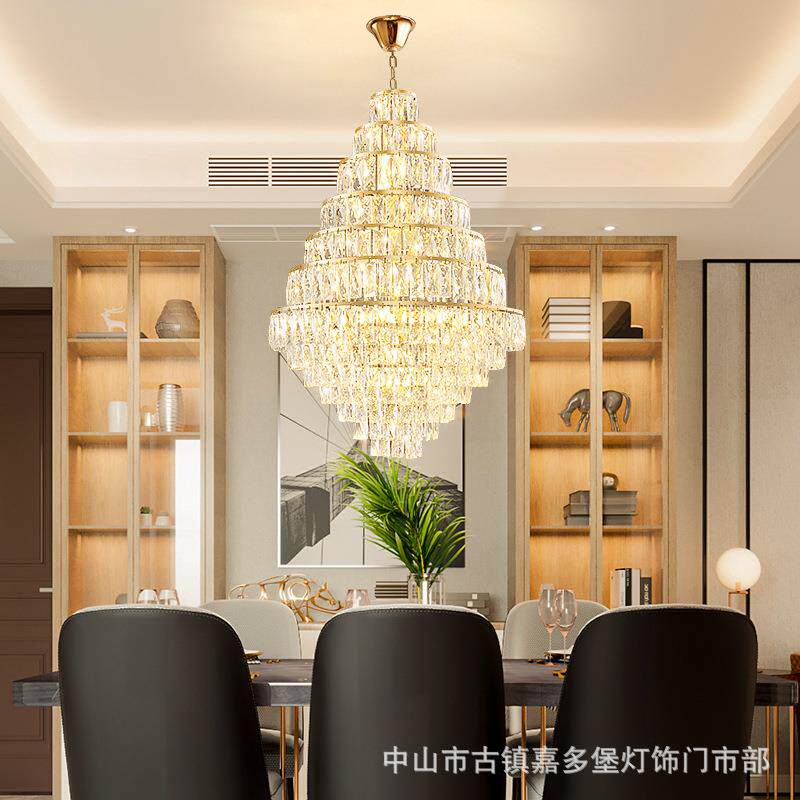 欧式水晶吊灯客厅灯奢华大气餐厅吊灯轻奢别墅酒店复式楼大吊灯