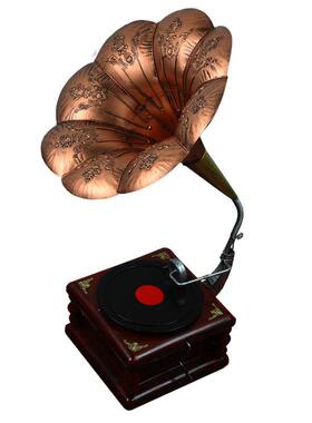 大喇叭留声机模型黑胶老式电唱机摆件复古铁皮留声机家居软装