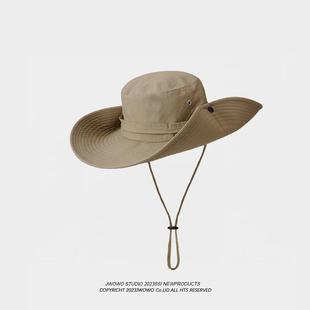 大头围登山帽牛仔季大檐男夫帽女防晒帽遮阳户外太阳爬山帽子