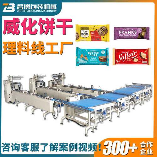 定制沙琪玛巧克力饼干理料输送线包装机生产线威化饼干枕式包装机
