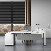 白色板老办公桌椅组合大班台裁桌主单人办管总桌简约现GJ HL003代