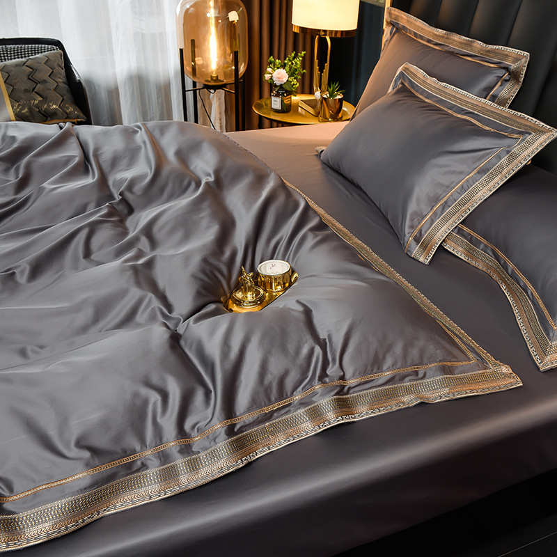 200支埃及长绒棉四件套100轻奢被套床单欧式床上用品