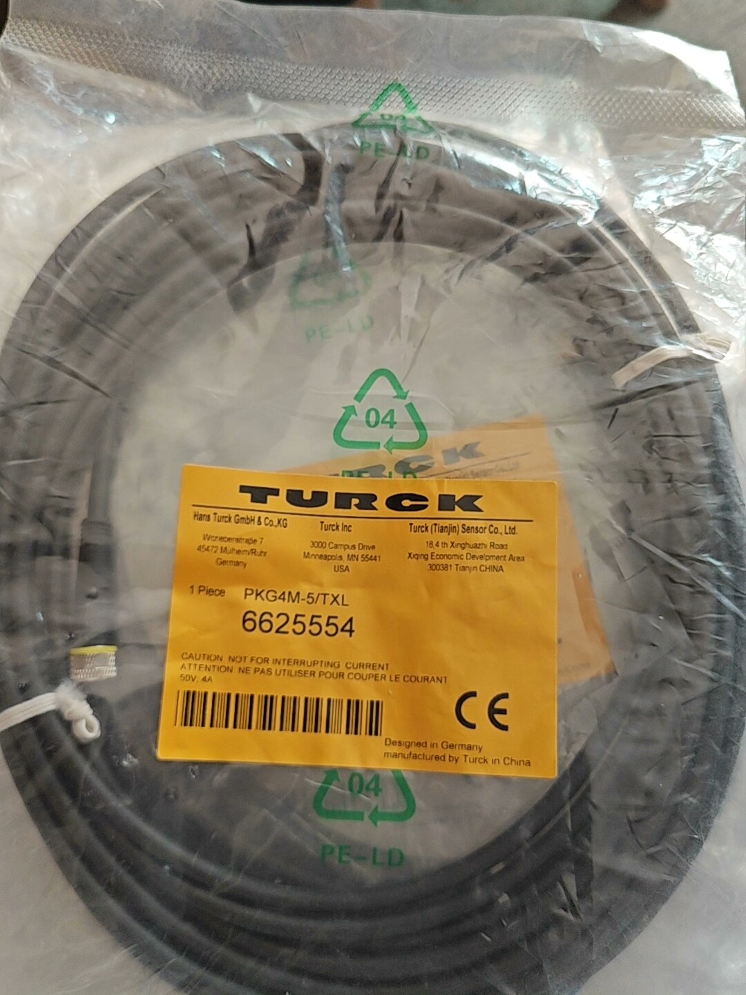 全新原装TURCK图尔克连接线，型号PKG4M-5/TXL，