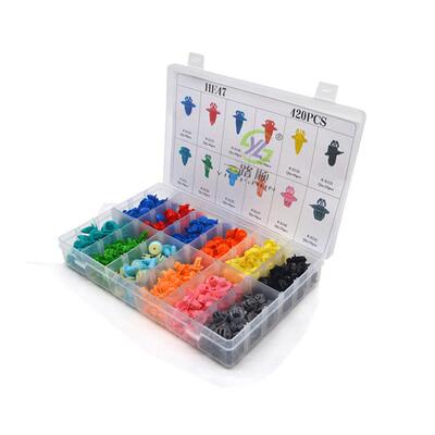 汽车配件420pcs 盒装卡扣 套装卡子塑胶铆钉尼龙门板扣 HE47