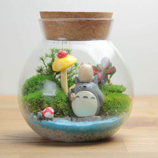苔藓微景观生态玻璃瓶 软木塞圆形密封储物罐 高硼硅透明玻璃