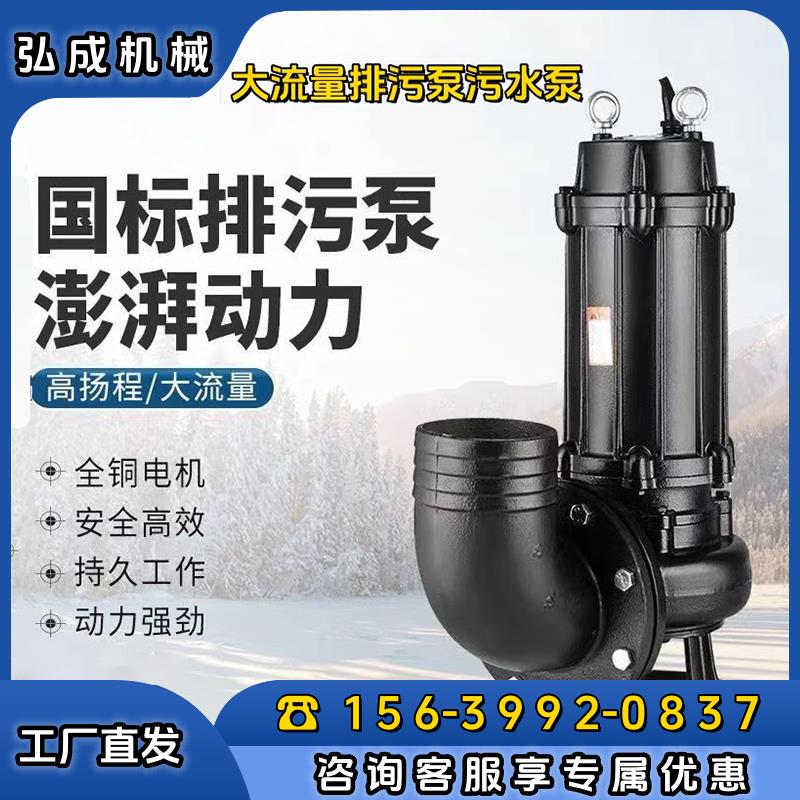 WQ大功率潜水泵排污泵大流量潜污泵无堵塞工程用污水泵提升泵380v