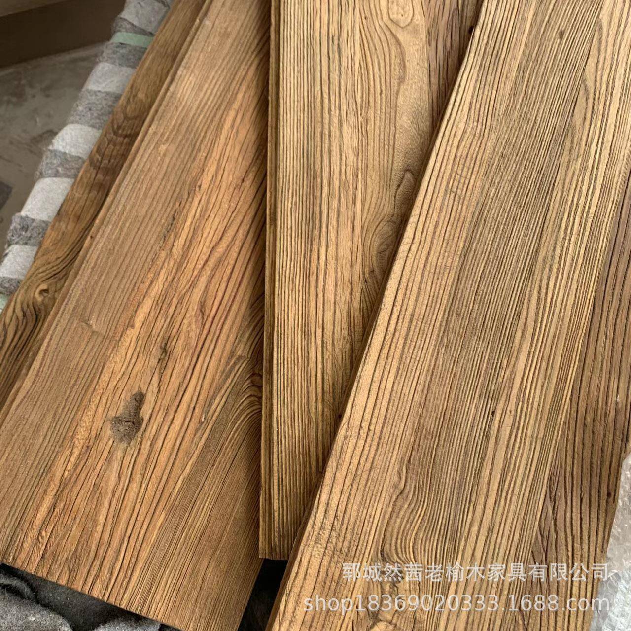 新款直销复古老榆木自然风化吧台板家居阳台窗台板做旧实木护墙板