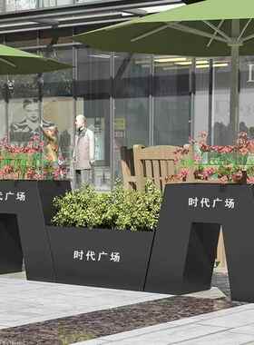 户外铁艺花盆组合街道广场花箱护栏公园花架庭院家用种植箱厂家