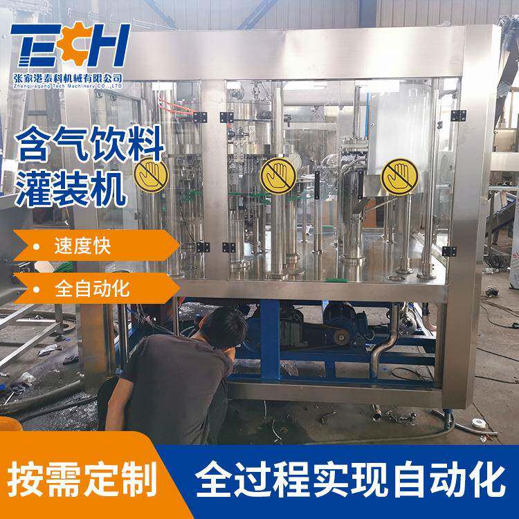 厂家直供苏打水盐汽水灌装机全自动塑料瓶含气饮料灌装设备可定制