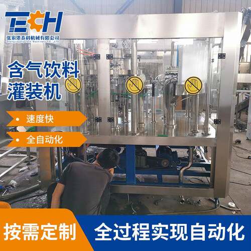 厂家直供苏打水盐汽水灌装机全自动塑料瓶含气饮料灌装设备可定制