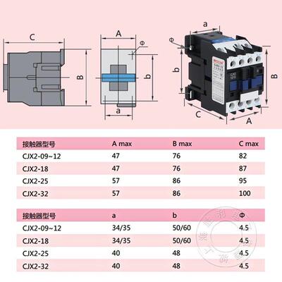 CJX2交流接触器24v220v380v三相LC1D-2510家用单相控制开 关1810