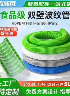 新风系统PE管新风管食品级抗菌阻燃管软管隔音波纹管新风管道配件