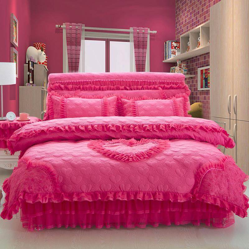 正品韩婚庆公风蕾米丝床裙款四件套薄款花边床罩主床版套1.8m床上