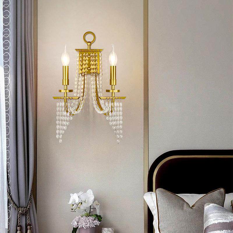 后现代简约壁灯餐厅客厅水晶壁灯别墅走廊过道金色铁艺墙壁装饰灯