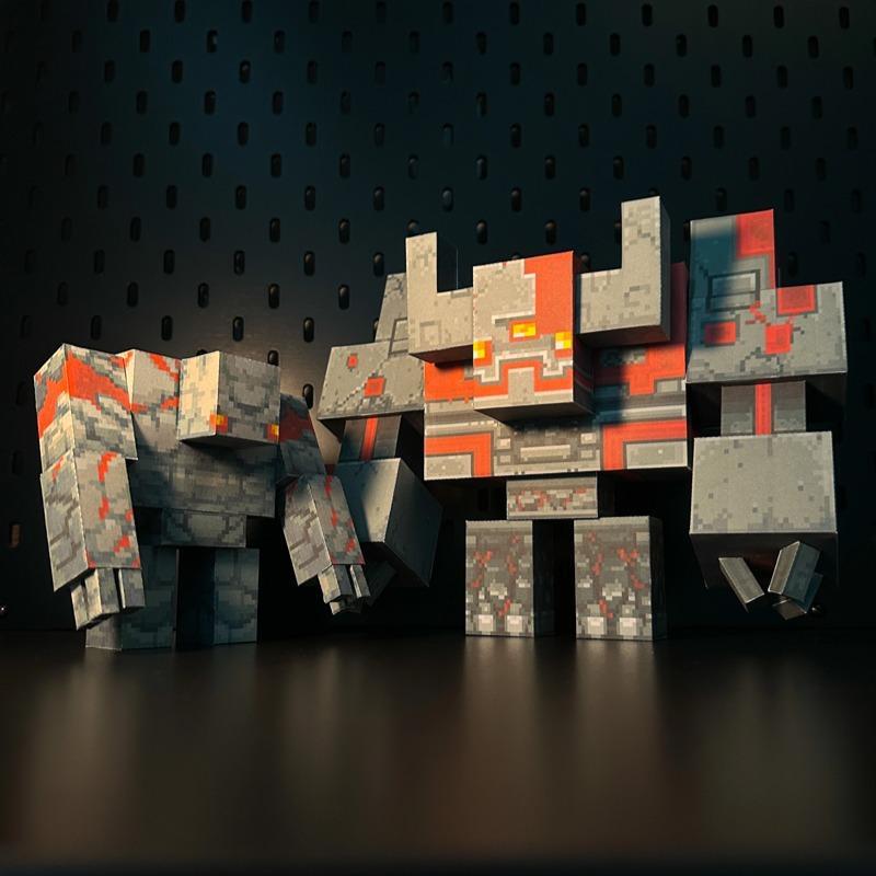 我的世界地下城霜冻风暴红石巨兽傀儡钢铁骑士手工DIY纸模型玩具