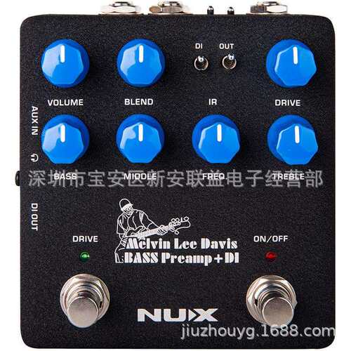 NUX NBP-5电贝司均衡箱体模拟前级BASS Preamp+DI单块效果器