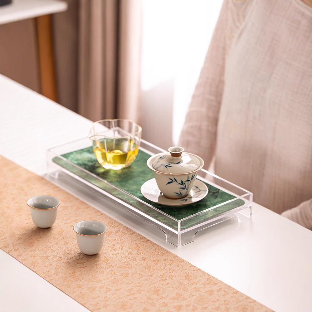 透明亚克力干泡台小清新茶盘托盘茶席茶道配件茶杯茶壶收纳