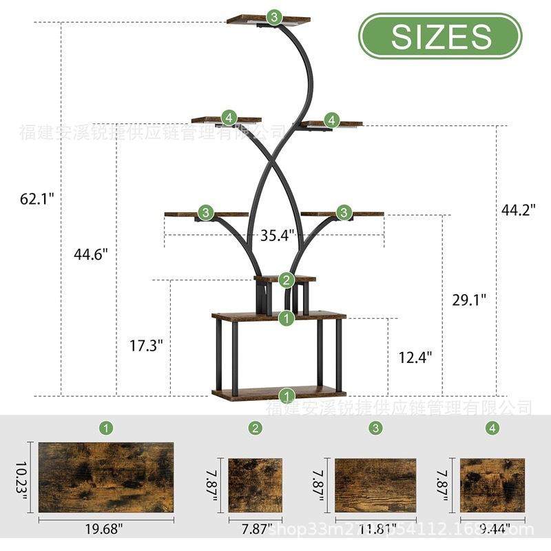 tem架u植物室子内花架绿植WFD多层铁艺客厅挂件装饰盆架带花灯