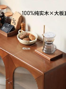 简约复古实木靠餐28260边法中古风餐厅橱柜复柜古墙实木收式纳储