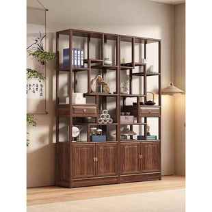 实木博古架金花梨木新中式多宝阁茶叶展示柜置物架书架客厅隔断柜