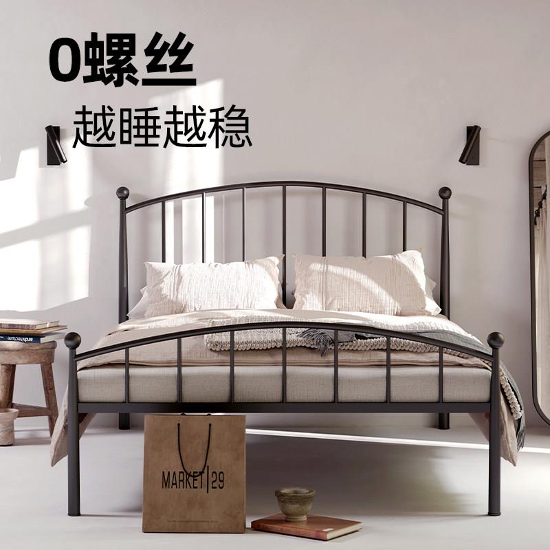 弘玮网红铁艺床加厚加固双人1米8简约单人铁架床1.5米高脚床1.2米图片