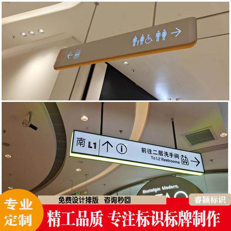 商场吊牌灯箱超市收银柜台悬挂式医院地下车库停车场指示灯箱定制