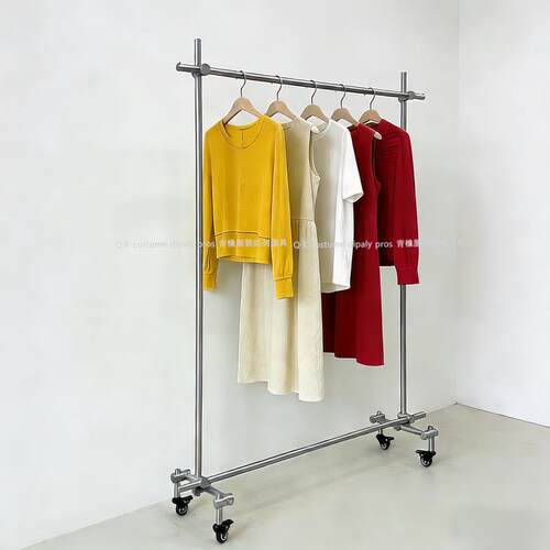 服装店展示架不锈钢可移动挂衣架子女装店陈列架货架子落地中岛架