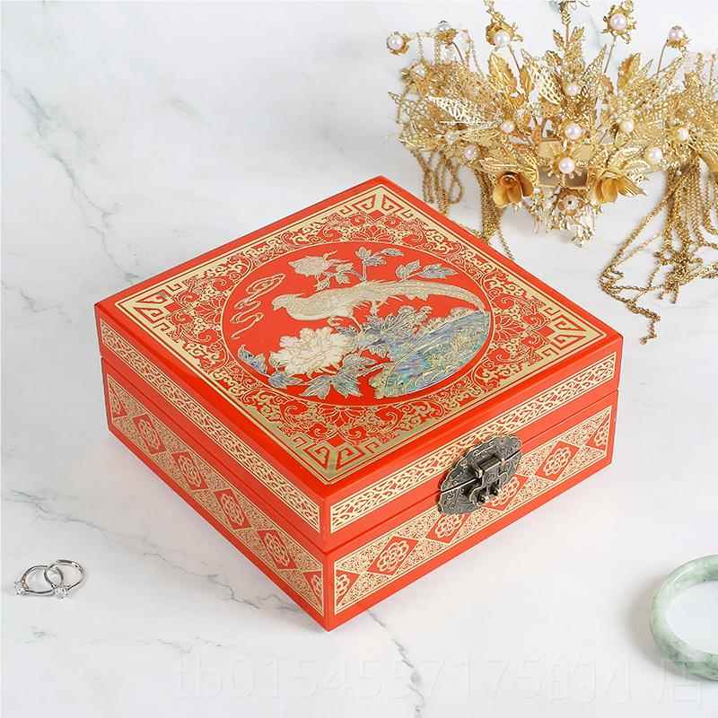 正品螺漆钿镶器首饰盒铜丝嵌古首饰收纳盒平遥漆器盒结婚礼物复带