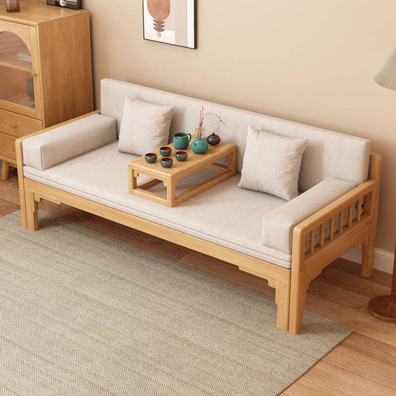 罗汉床新中式全实木推拉床小户型客厅日式简约北欧沙发床折叠两用