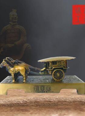 现货兵马俑摆件旅游纪念品锌合金车马纪念品秦始皇铜车马工艺品