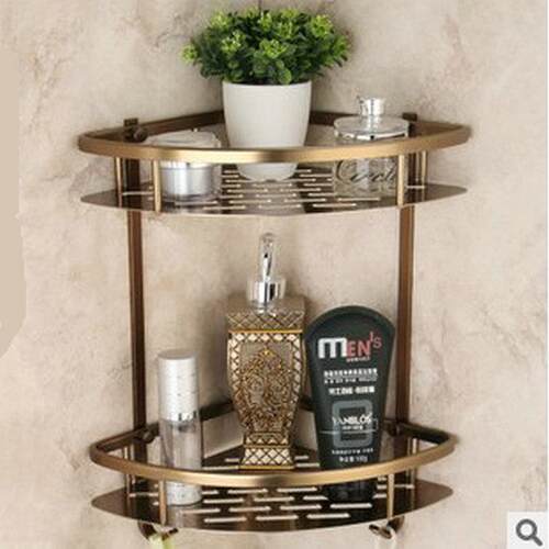 顿鼎洁具8408太空铝仿古 转角架浴室三角架 蓝置物架