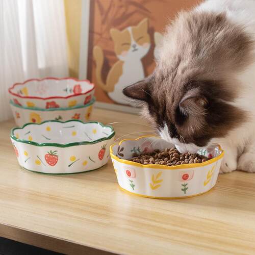 网红猫碗手彩陶瓷大口宠物碗保护颈椎猫食盆猫咪粮碗狗盆饮水狗碗