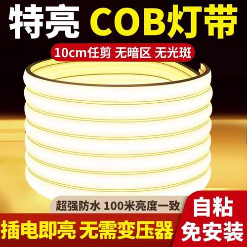 LED灯带220v户外防水超亮自粘线 线形灯家用客厅吊顶气氛灯COB软