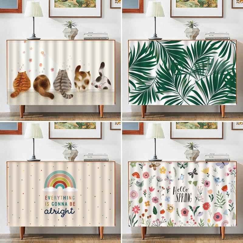 橱柜遮挡帘柜门帘柜子挡帘布厨房免打孔滑轨柜帘防尘杂物遮丑帘子