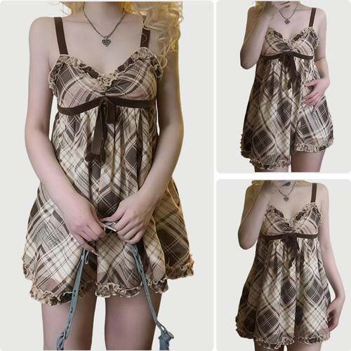 Women's Plaid Print Cami Top Casual Sleeveless Top for