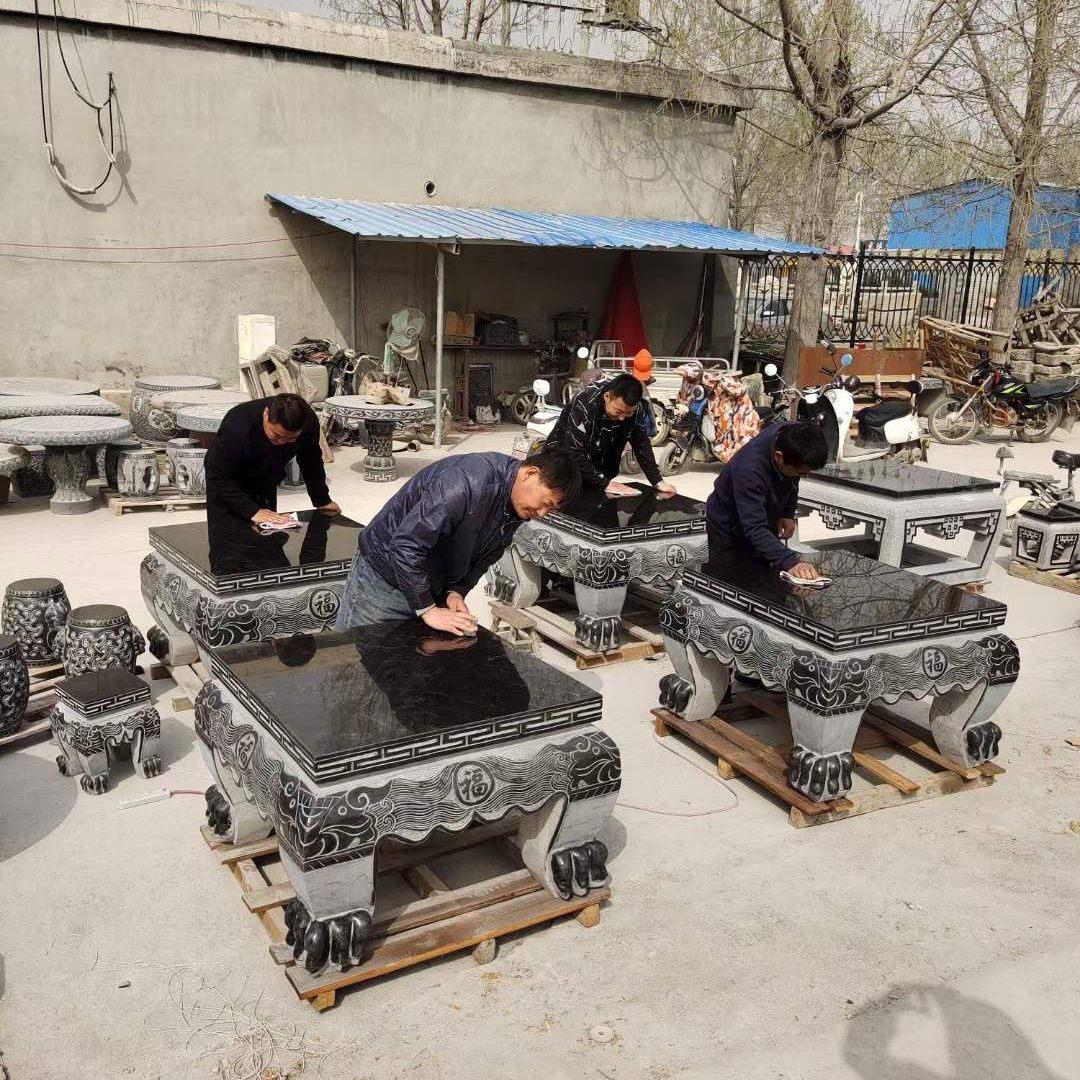 石雕石桌古董石凳蓝石庭院花园家居别墅户外桌椅石材自然桌咖啡桌