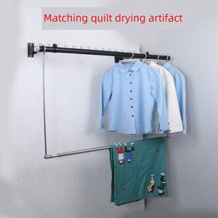 阳台侧挂式晾衣杆固定可折叠晾衣架壁挂式家用卫生间服装店户外烘