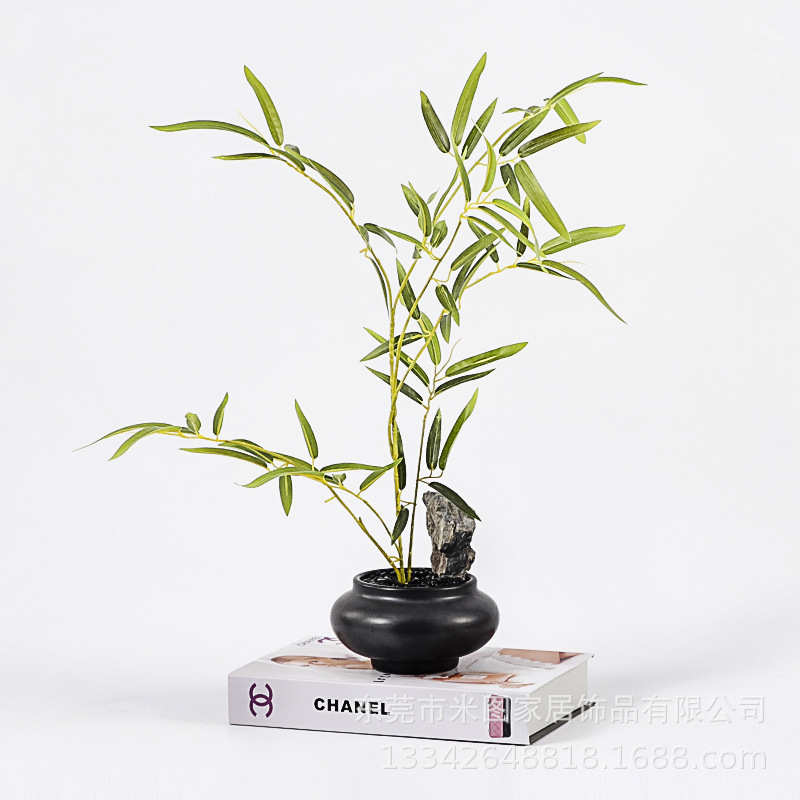 新中式仿真文竹摆件室内绿植盆栽客厅餐桌样板房酒店家居假花摆设